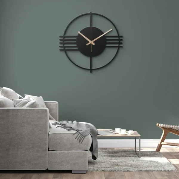 Modern Line Art Siyah Metal Duvar Saati