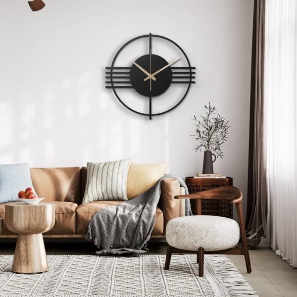 Modern Line Art Siyah Metal Duvar Saati