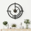 Geometrik Halkalı Modern Siyah Metal Duvar Saati