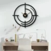 Geometrik Halkalı Modern Siyah Metal Duvar Saati