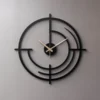 Geometrik Halkalı Modern Siyah Metal Duvar Saati