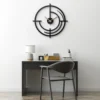 Geometrik Halkalı Modern Siyah Metal Duvar Saati