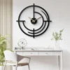 Geometrik Halkalı Modern Siyah Metal Duvar Saati